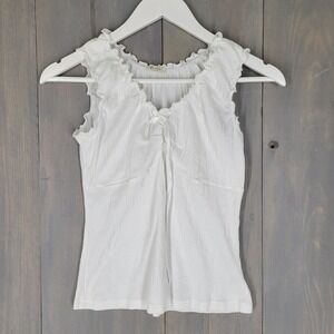John Galt Tank Top Womens One Size White‎ Ruffle Crinkle Malena
